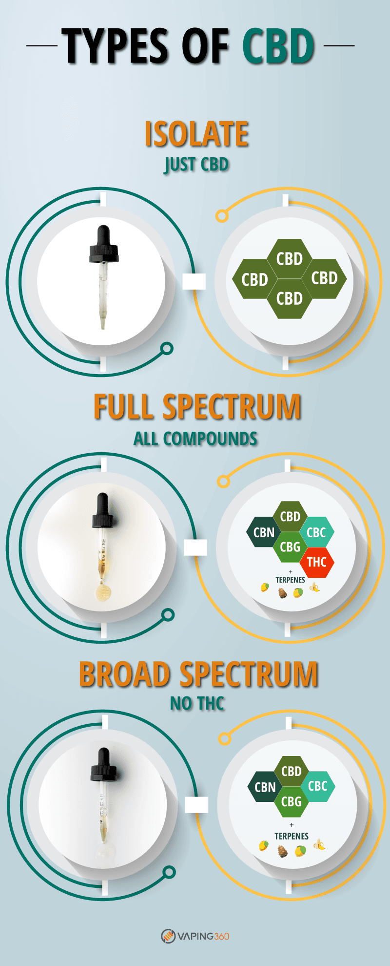 cbd isolate vs full spectrum cbd vs broad spectrum cbd infographic